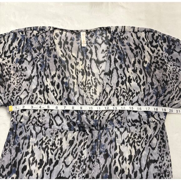 Animal Print Sheer Tunic Top With Empire Waist Womens Size XL - Picture 7 of 11